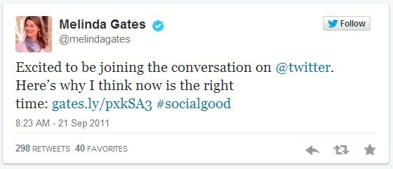 First Tweet - Melinda Gates